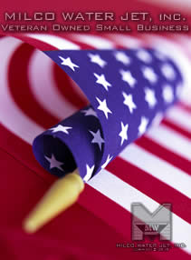 American Flag Proudyl displaying Milco Waterjet is a Veteran Owned Small Business